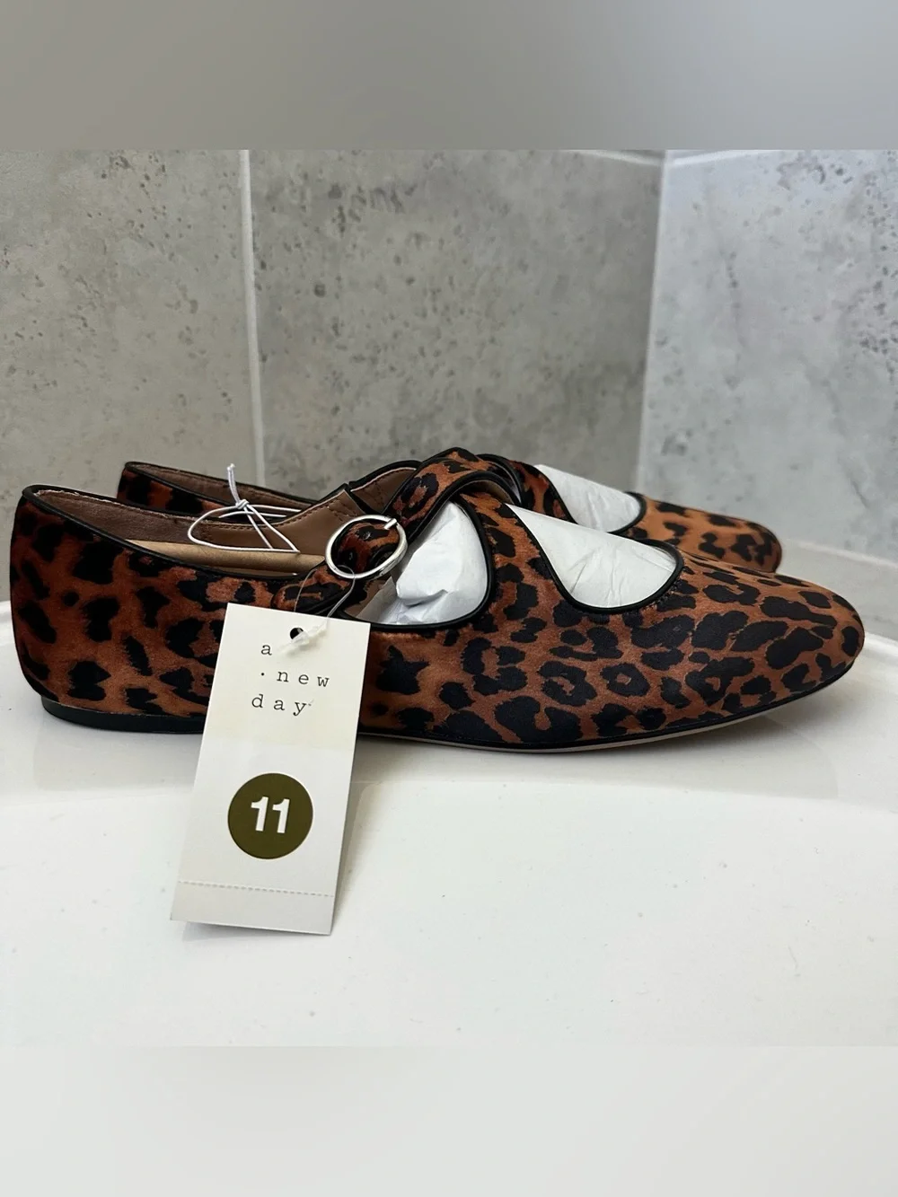 A New Day Women’s Leopard Print Mary Jane Flats Size 11